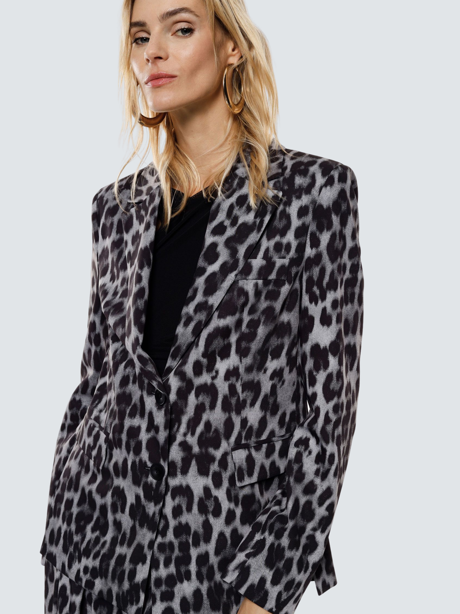 Blazer monopetto Imperial grigio e nero con stampa animalier JAO6KSL GRIGIO Imperial 