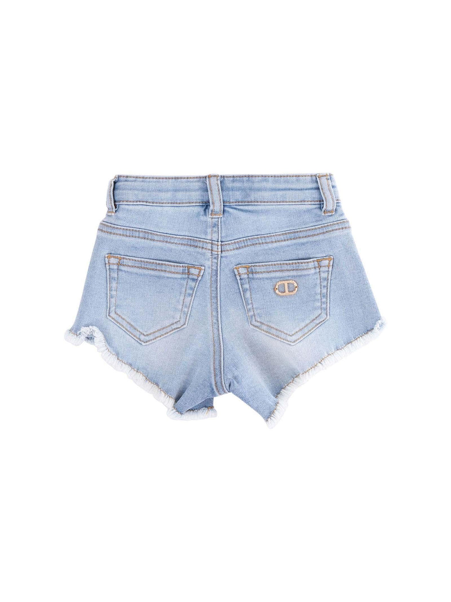 Shorts Twinset azzurro in denim con orlo sfrangiato 251GJ2521 11457 Twinset 