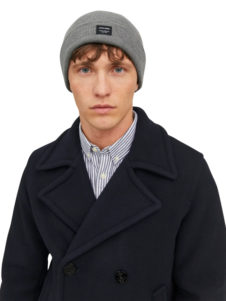 Cappello Jack & Jones grigio melange con patch logato 12092815 Grey Melange Jack & Jones 