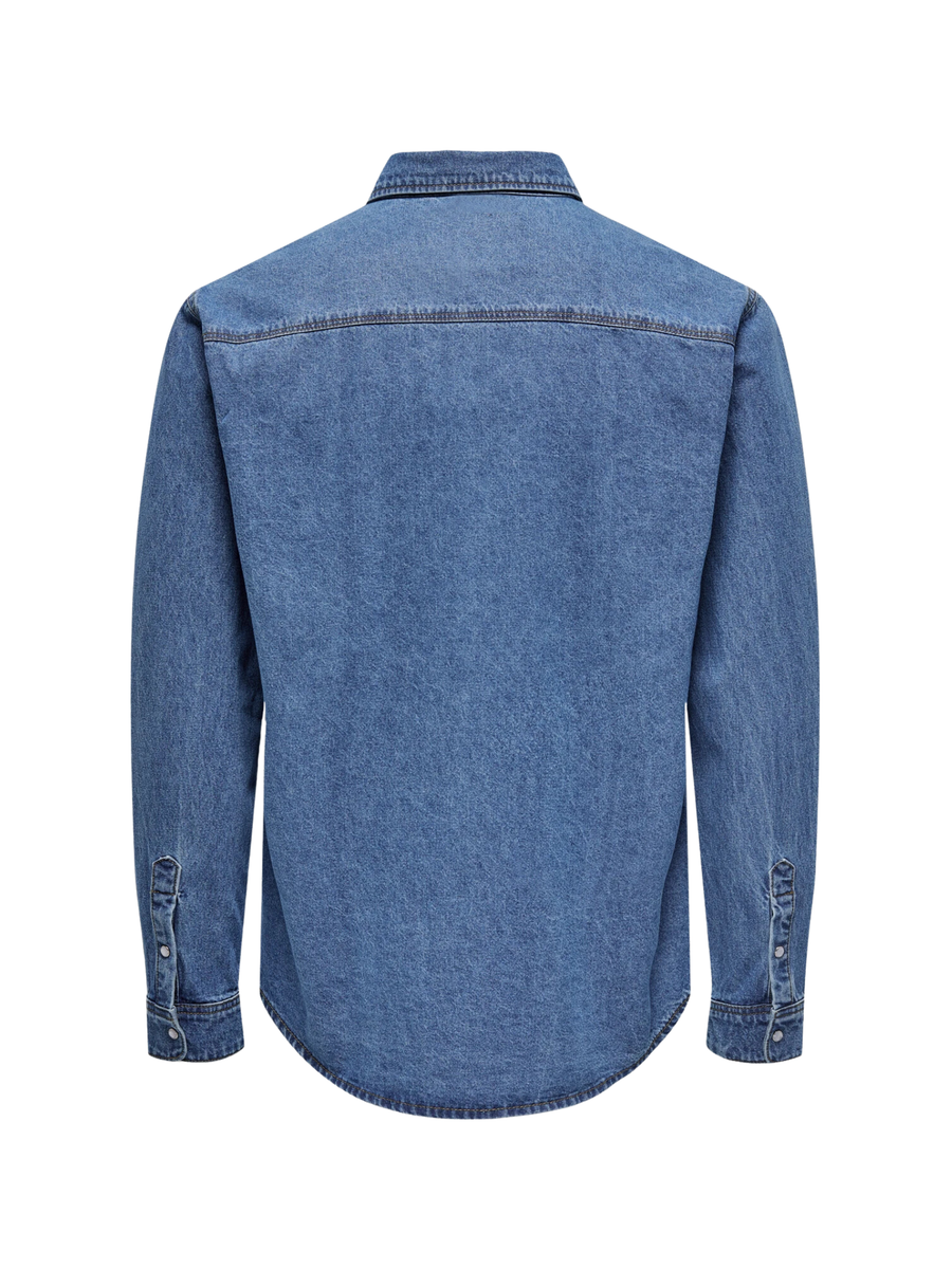 Camicia bane Only & Sons blu in denim 22023247 MEDIUMBLUE Only & Sons 