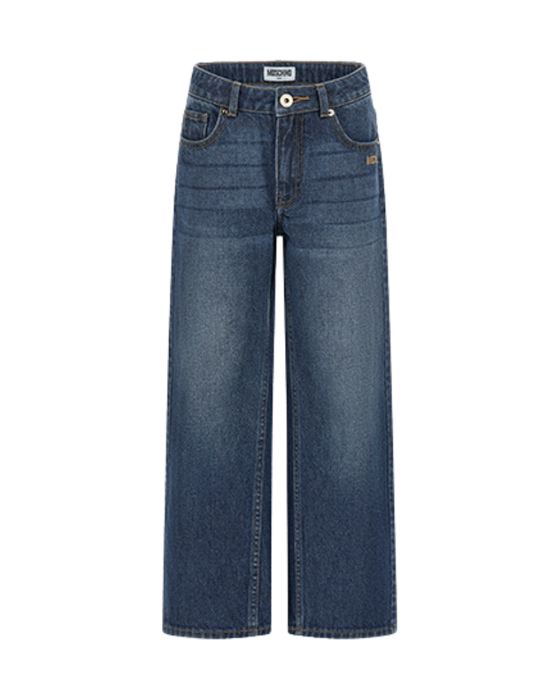 Jeans Moschino in denim con logo ricamato e teddy patch HDP06M 40244 Moschino 