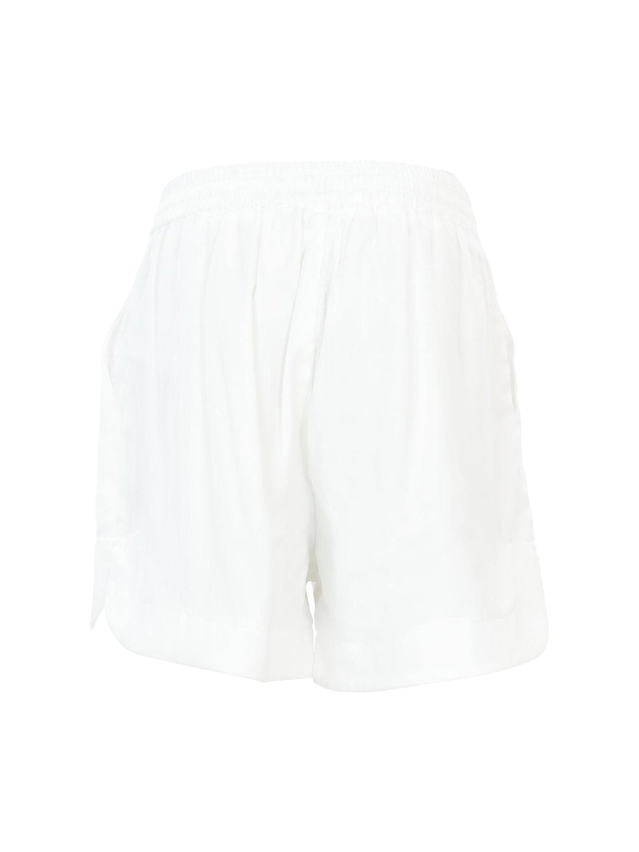 Shorts bianco latte con coulisse e bottone gioiello MG2657 BIANCO Manila Grace 