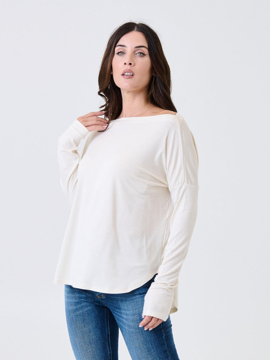 Maglia a maniche lunghe Kontatto avorio con scollo a barca MR5003C AVORIO kontatto 