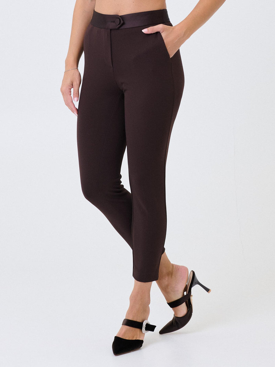Pantalone slim Imperial moro con fascia in raso in vita PVN2KAW MORO Imperial 
