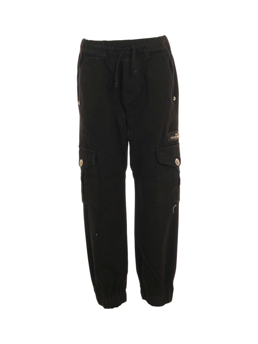 Pantalone cargo John Richmond nero con logo in rilievo RBA25090PA BLACK John Richmond 