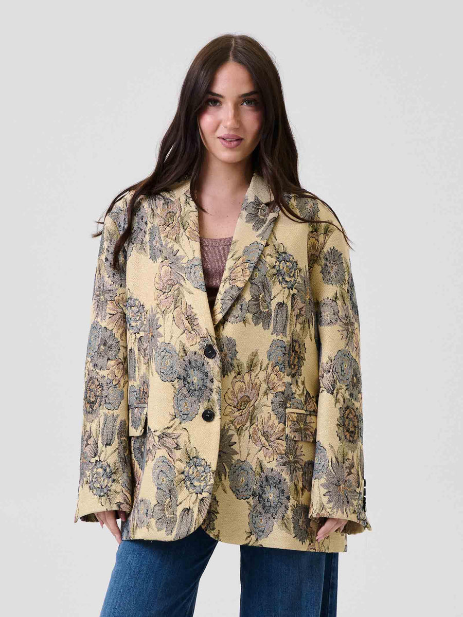 Blazer jacquard floreale Vicolo beige con filo lurex TF0698 UNI Vicolo 