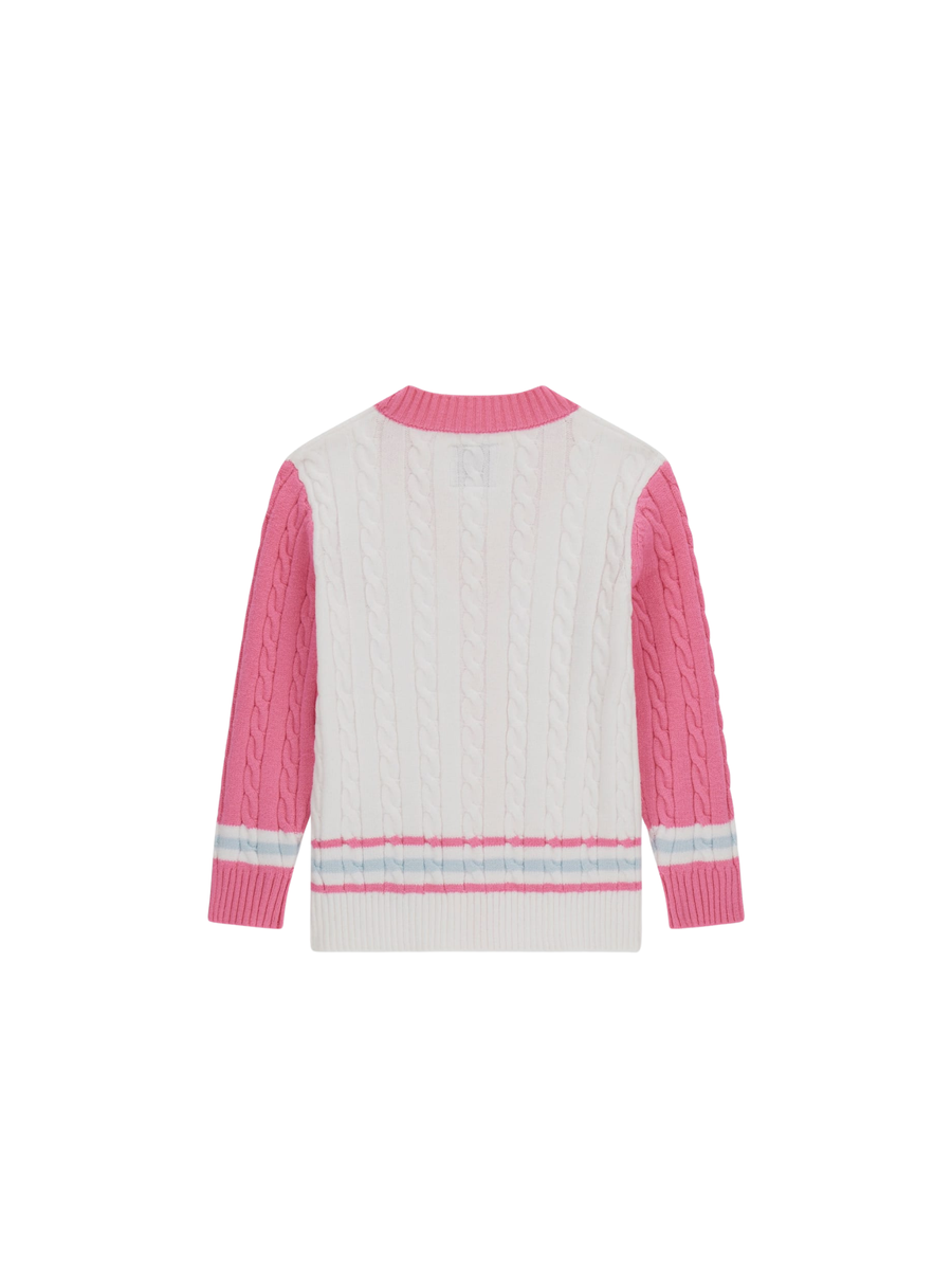 Cardigan Guess bianco e rosa con logo ricamato K5YR02Z3OG0 G011 Guess 