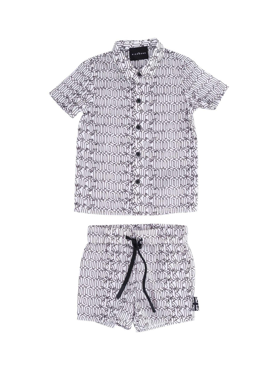 Completo John Richmond bianco e nero con logo gotico all over RIP25071SB BLACK/WHITE John Richmond 