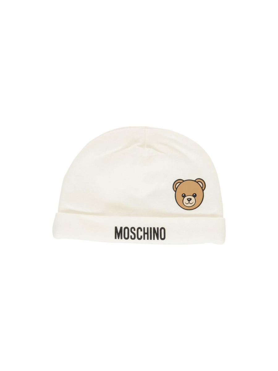 Cappello Moschino bianco con logo lettering e teddy MUX05L 10063 Moschino 