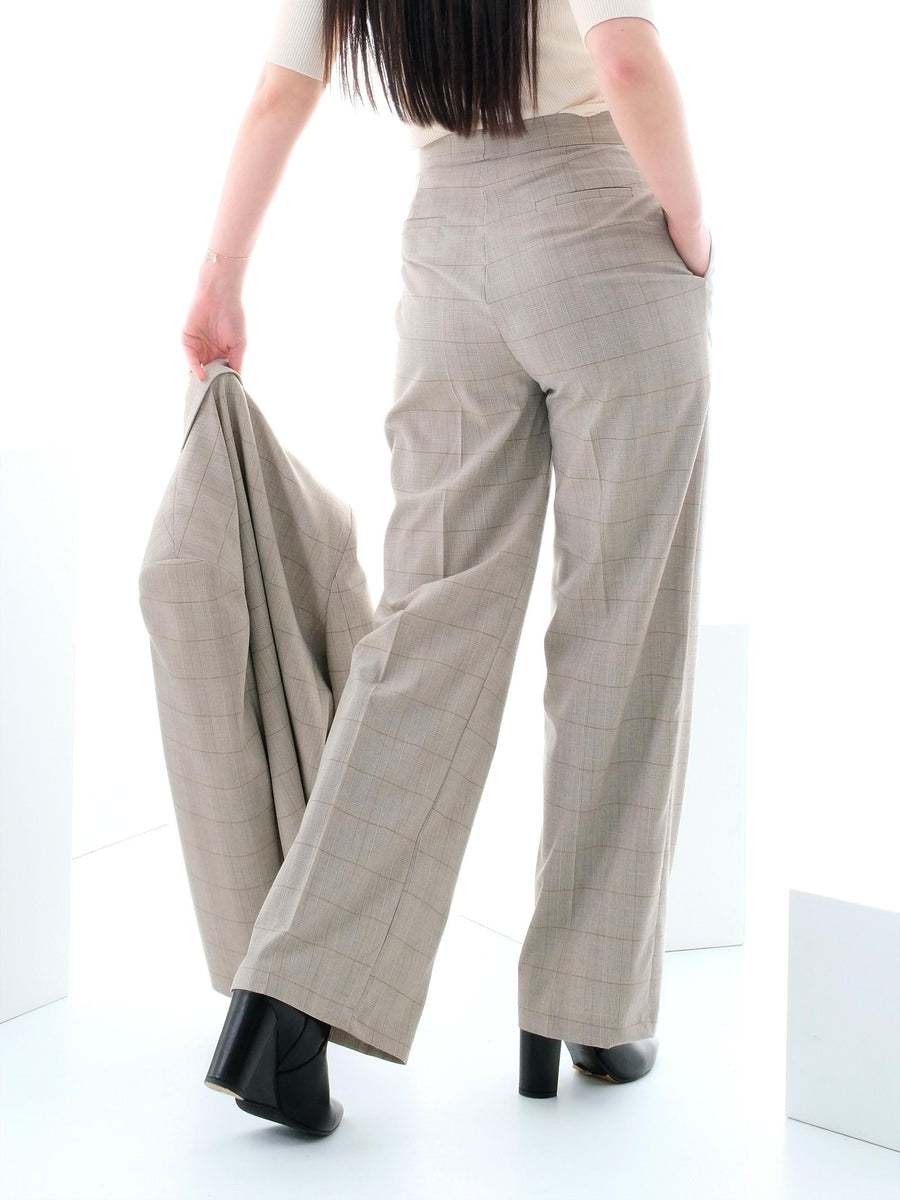 Pantalone a quadri Vicolo con pieghe beige TD0110 GRI Vicolo 