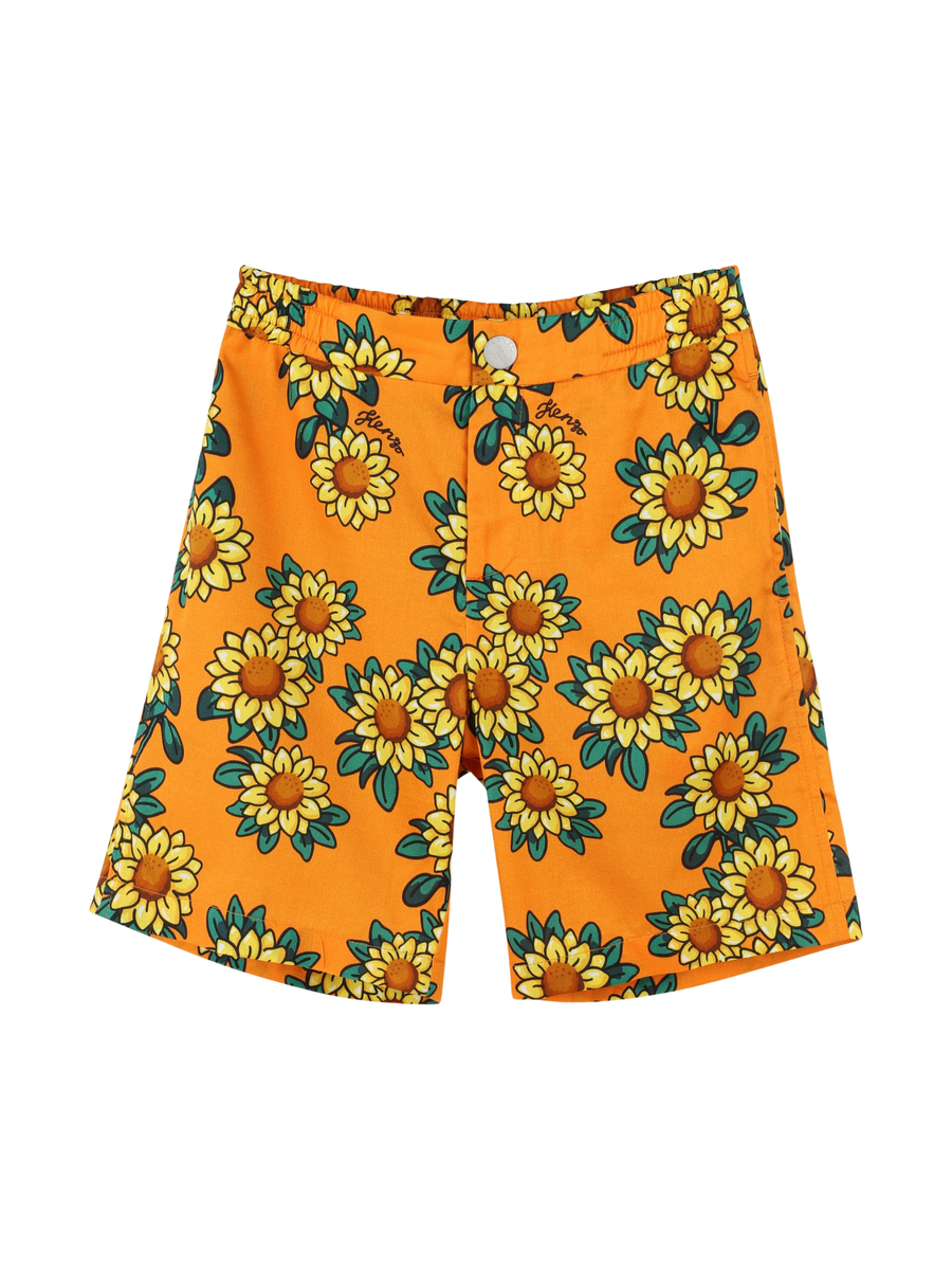 Shorts Kenzo arancione con stampa girasoli all over K61109 423 Kenzo 