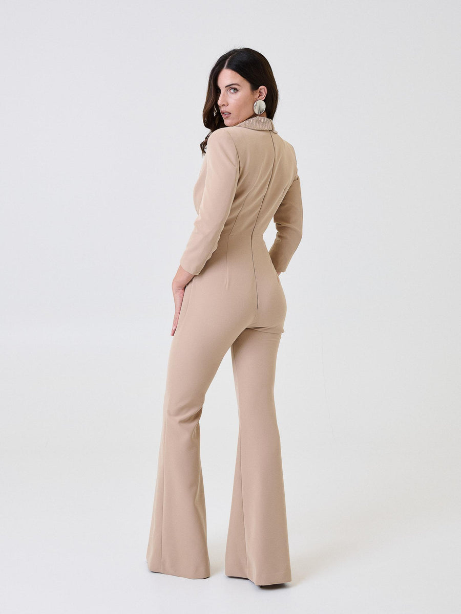 Jumpsuit "crystal" Silence Limited sabbia con dettagli strass TUT669 SAND Silence Limited 