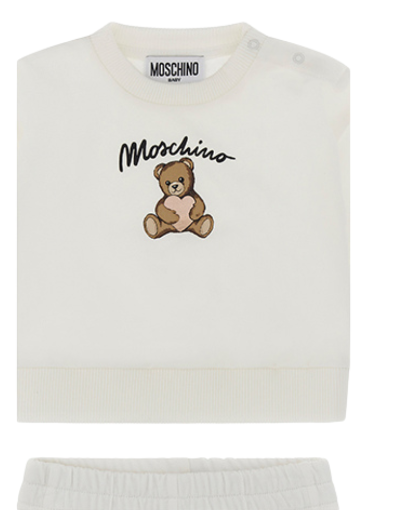 Completo Moschino bianco con stampa orsetto e logo MDK03D 10063 Moschino 