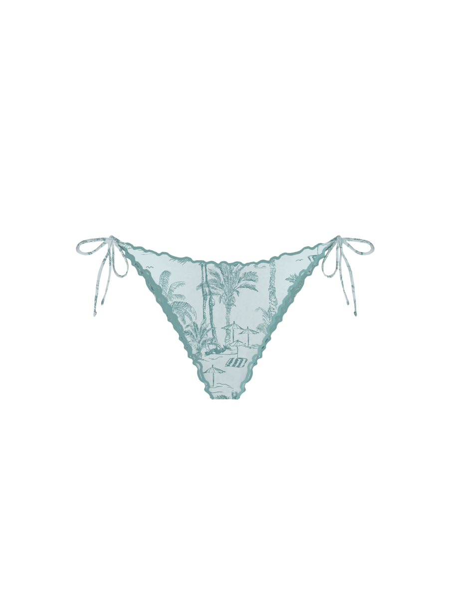 Slip bikini Saint Bart turchese fantasia palme a contrasto e lacci laterali MIA001 01360H MC2 SAINT BARTH 