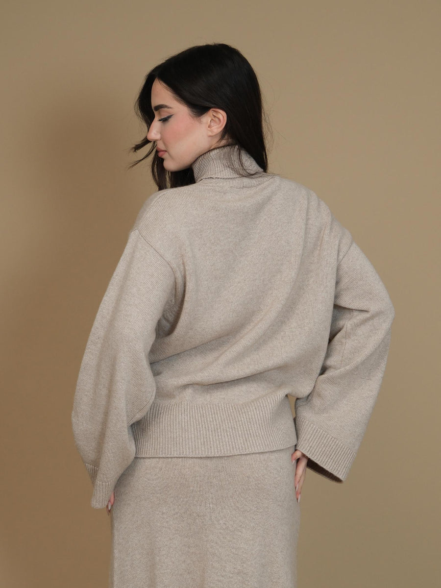 Maglione over Vicolo a collo alto beige 77217S BEIGE Vicolo 