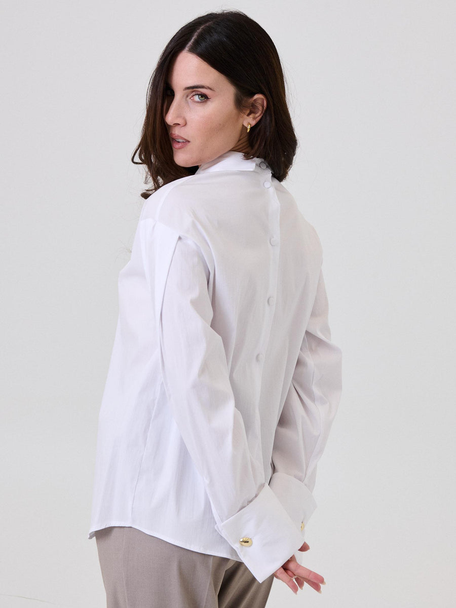 Camicia con bottoni posteriori Bohemian Vì bianca CA256 OFFWHITE Bohemian V 