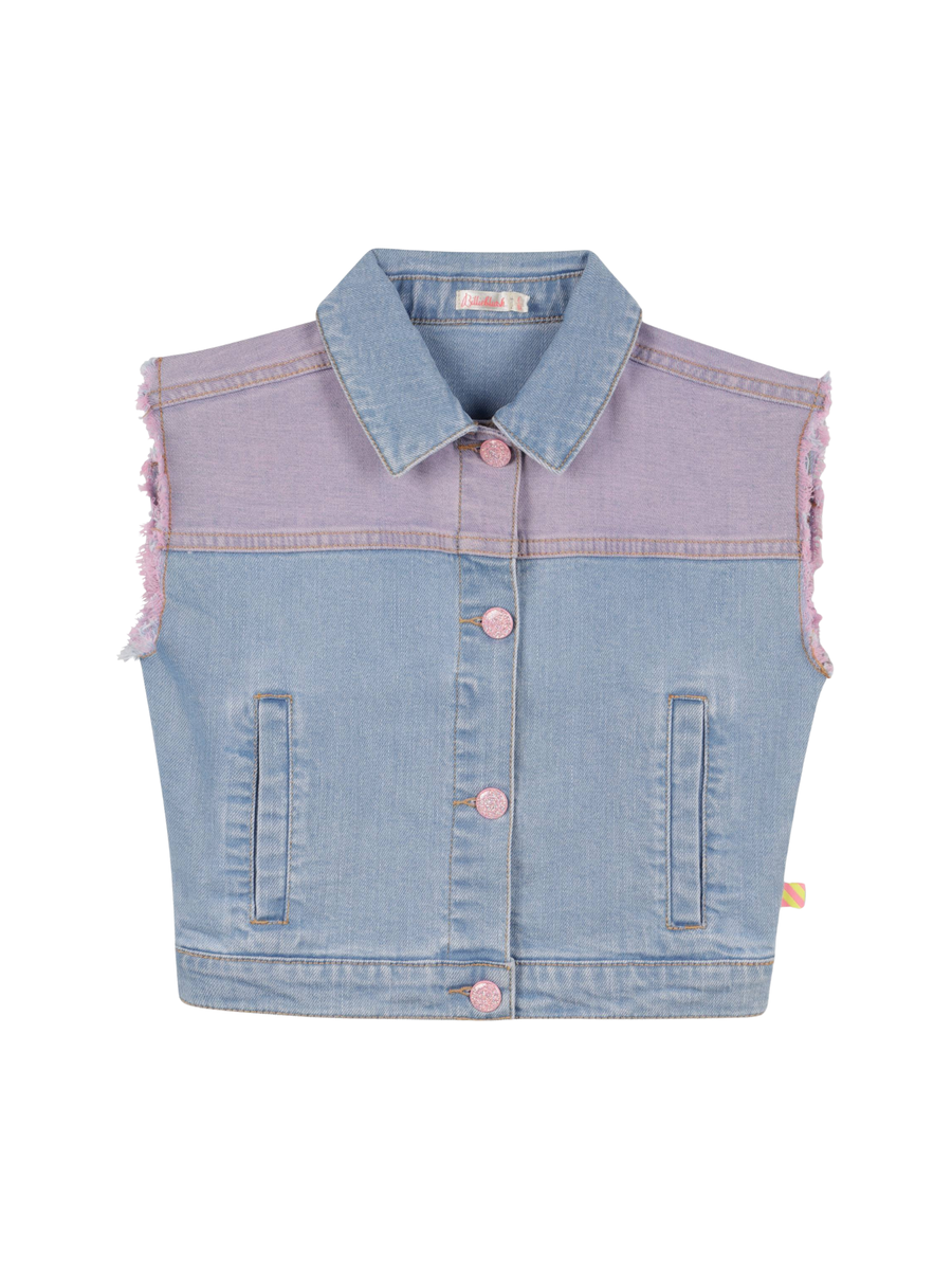 Gilet Billie Blush di jeans con stampa LOVE posteriore U21069 Z13 Billie Blush 