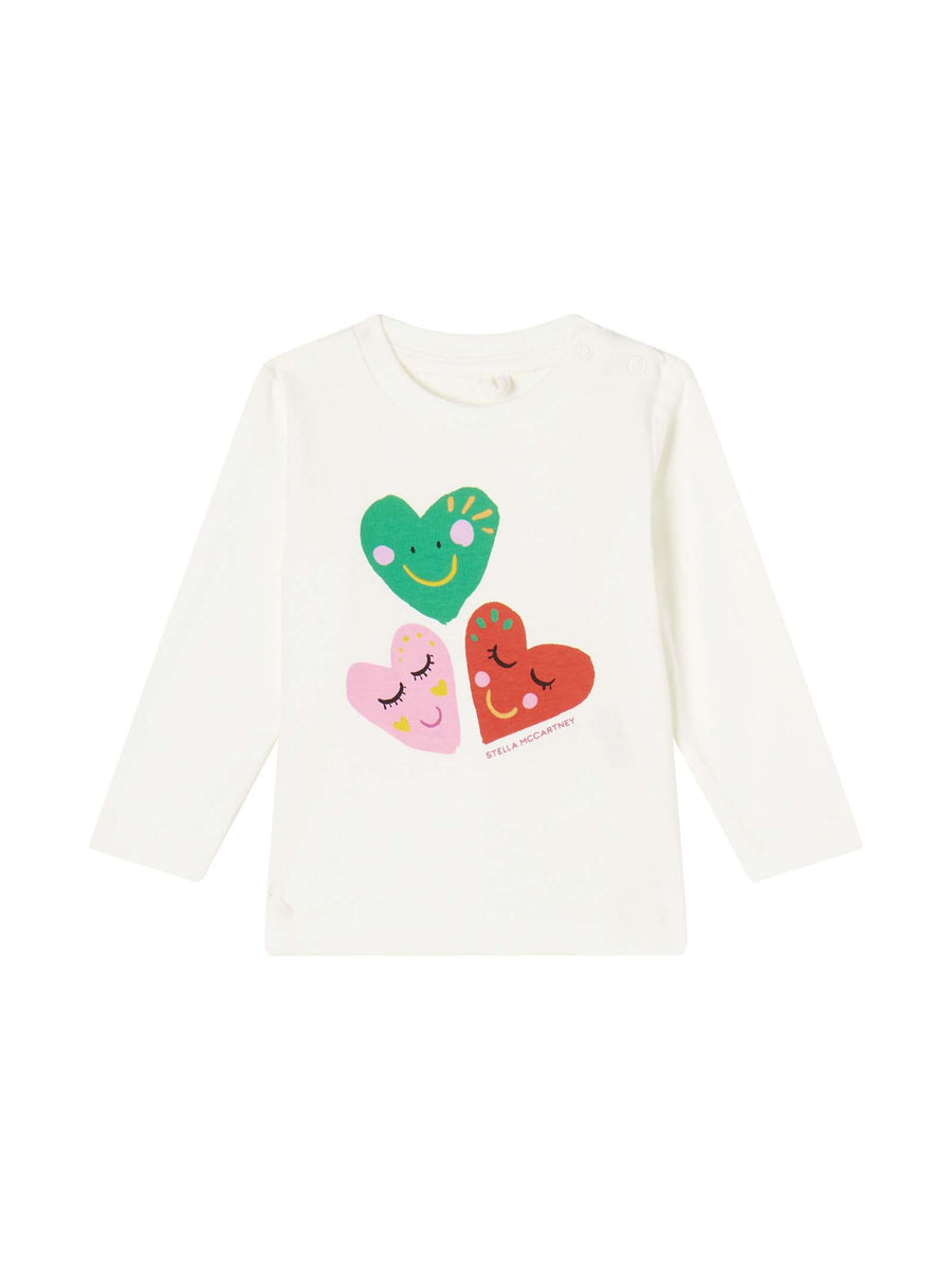T-shirt bianca con tre cuori TT8060Z0434 100 Stella McCartney 