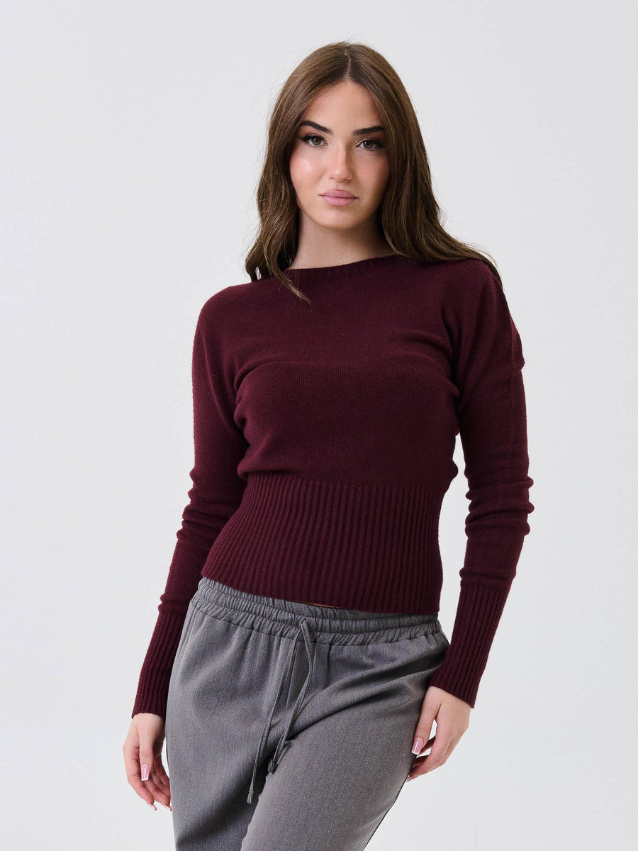 Maglia Armoire vino con fondo a costine IT991 VINO Armoire 