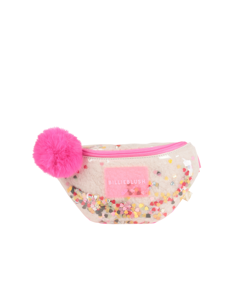 Marsupio glitterato Billie Blush panna con maxi pompon rosa e paillettes U21539 473 Billie Blush 