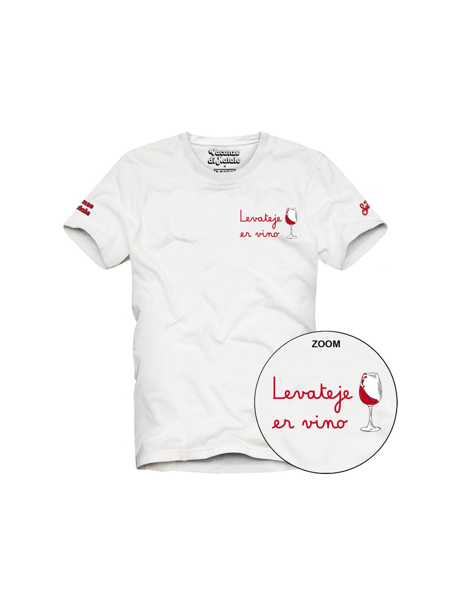 T-Shirt Saint Barth bianca con stampa "Levateje er vino" ARN0004 03034I MC2 SAINT BARTH 