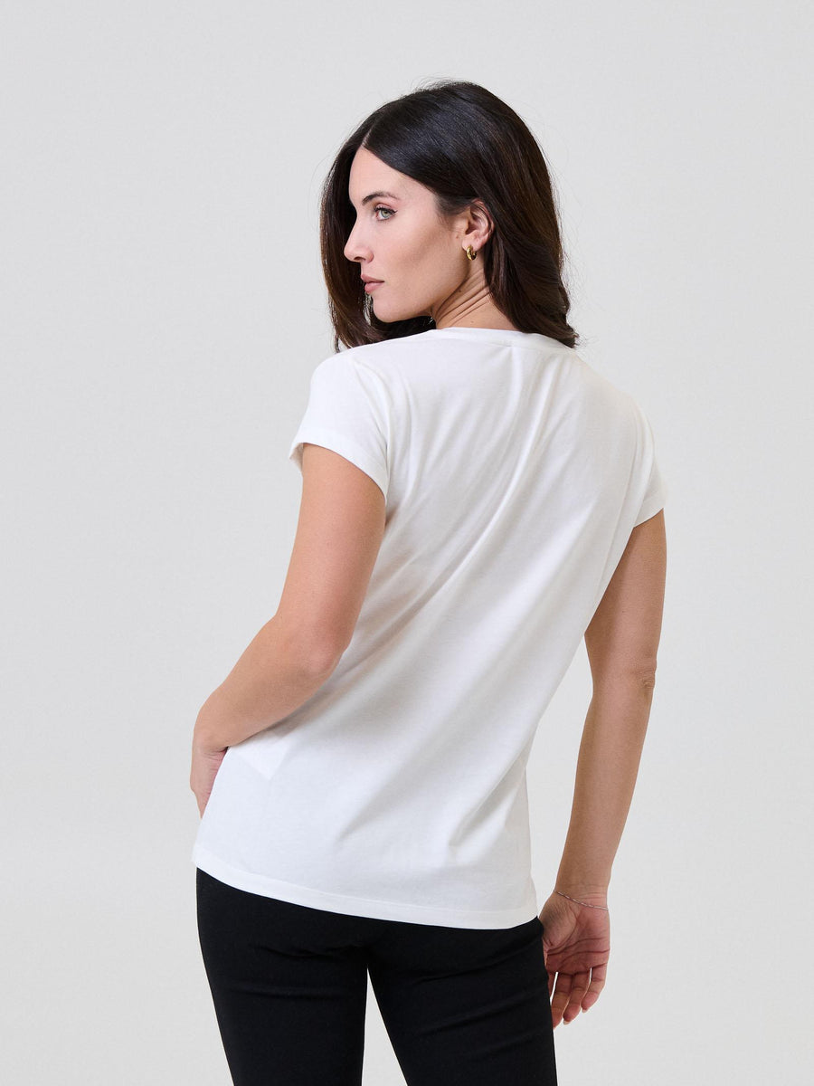 T-Shirt Vicolo bianca con stampa "Vicolo crew" con cani RF0445 UNI Vicolo 