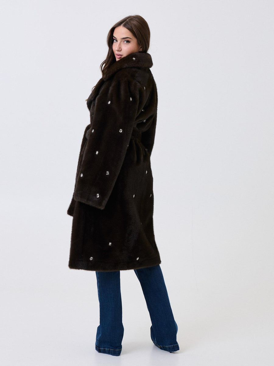 Ecopelliccia Vicolo moro con cristalli applicati TF0046 FU69 Vicolo 