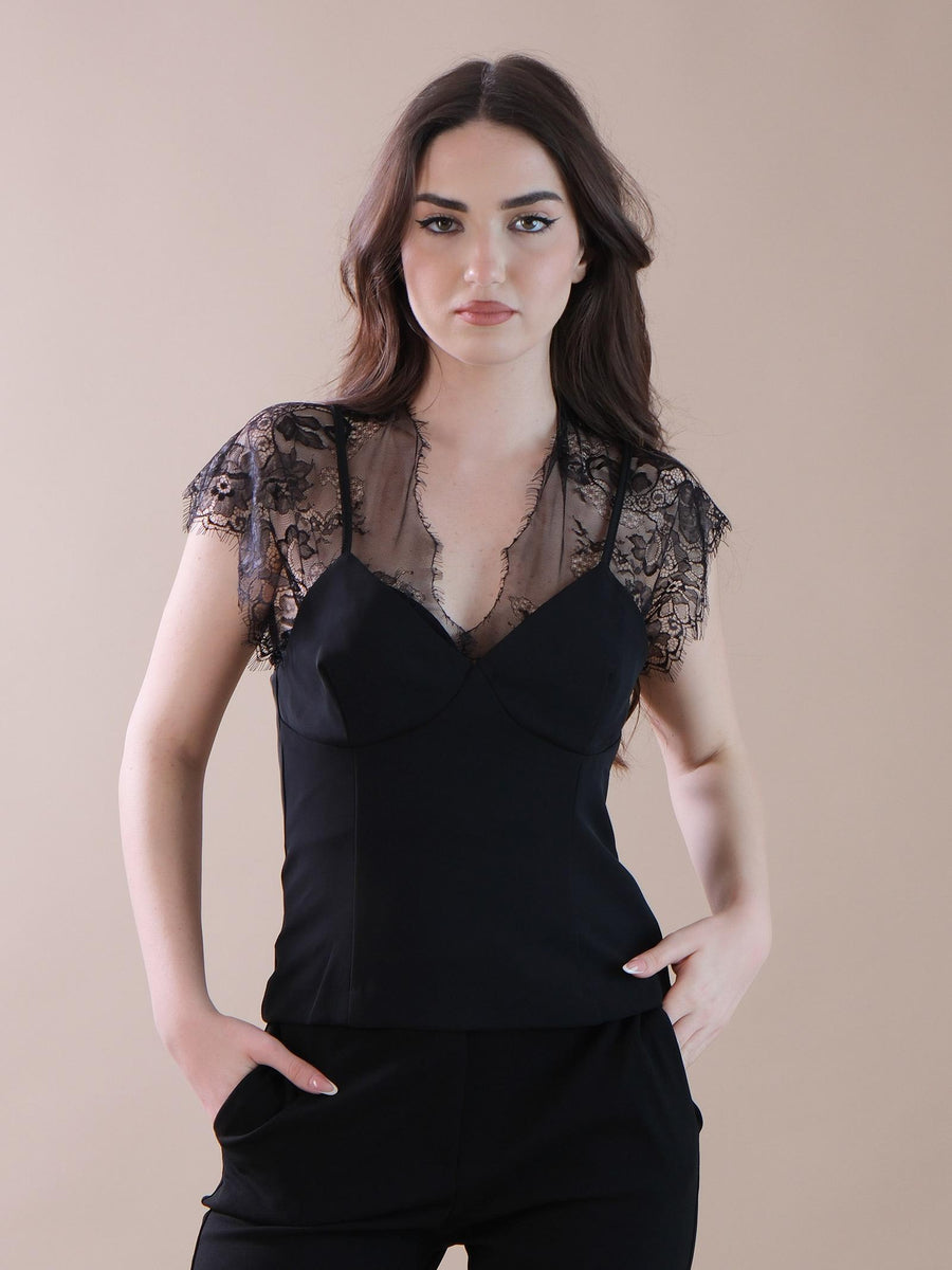 Top nero a triangolo con parte alta in pizzo R9990001R NERO Imperial 