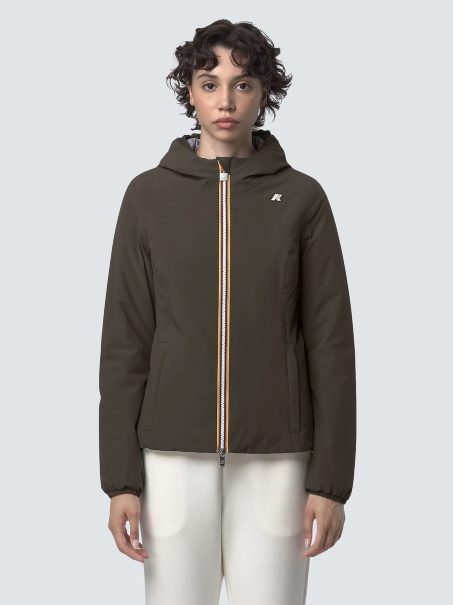 Giubbino "Lily St Warm Reversibile" K-Way oliva nero K6128TW B3Q K-WAY 