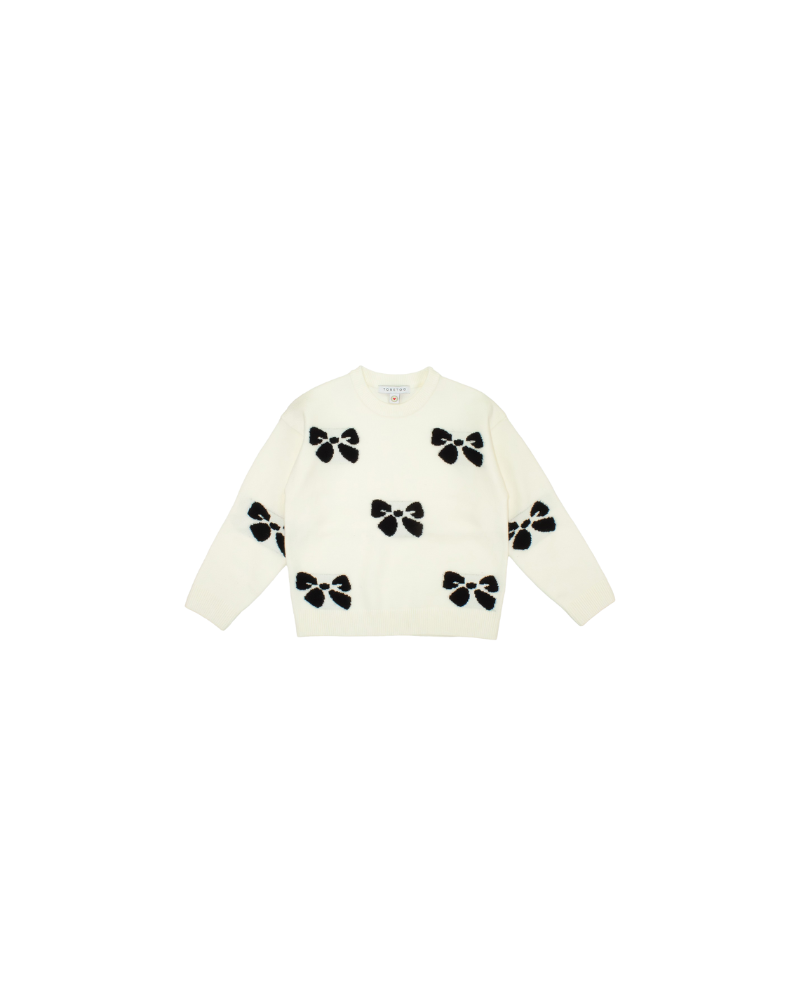 Maglione da neonata Tobetoo bianco con fiocchi all over neri TN1160W25 LAT Tobetoo 