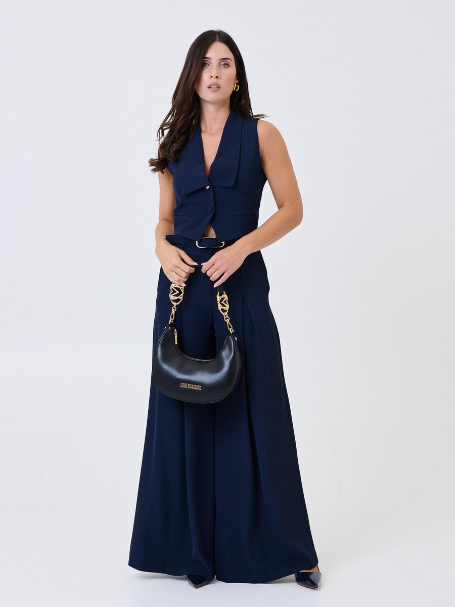 Pantalone ampio a vita alta Imperial blu con pinces e cintura PEZ3KHXC BLU Imperial 