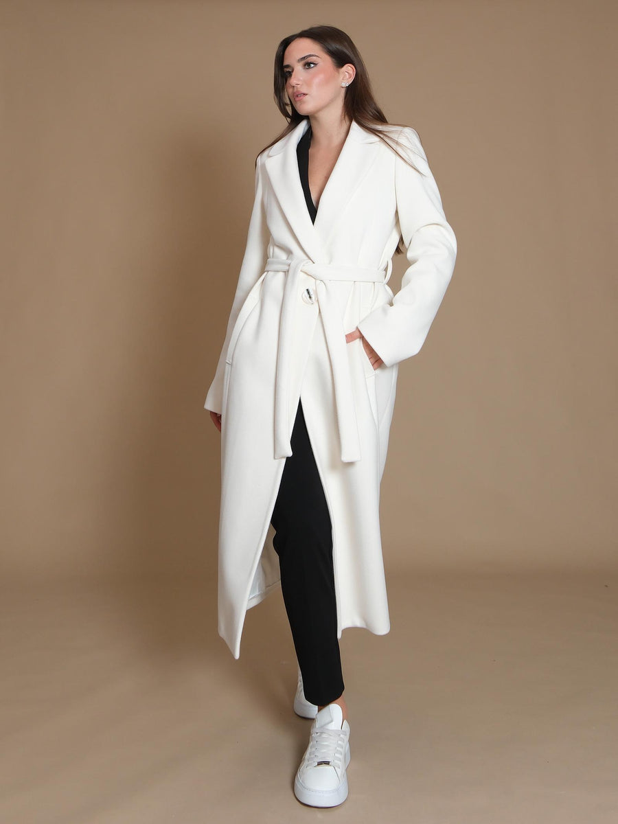 Cappotto Armoire lungo a vestaglia con tasche a filo bianco SP196 PANNA Armoire 