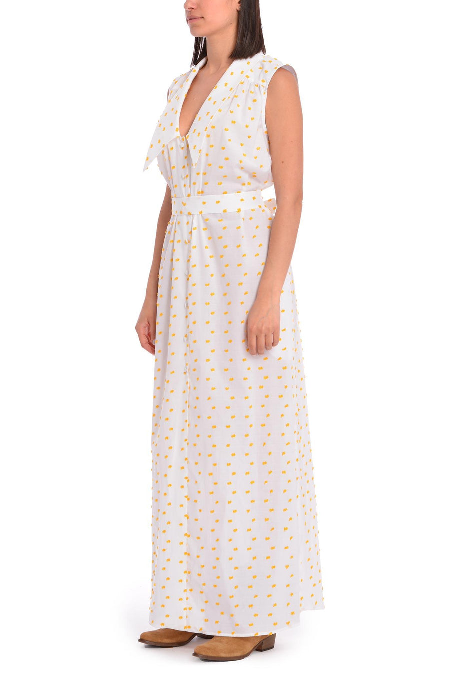 Abito chemisier bianco con maxi colletto AB213 0690 Jijil 