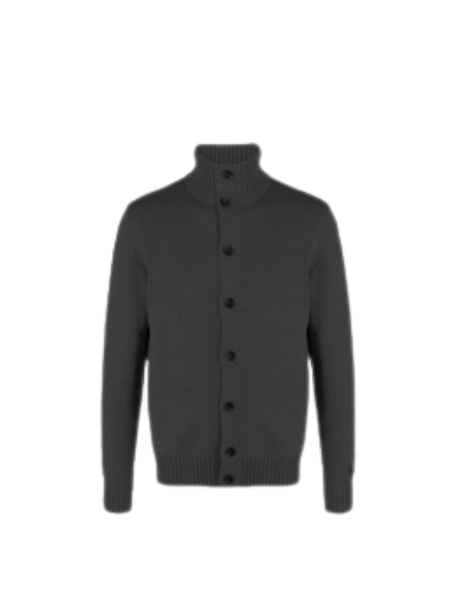 Cardigan "00" Saint Barth nero con collo alto a costine SAVI002 00037I MC2 SAINT BARTH 