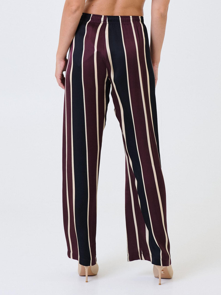 Pantalone a vita alta Imperial prugna e nero a righe P4L5KFA BORGOGNA Imperial 