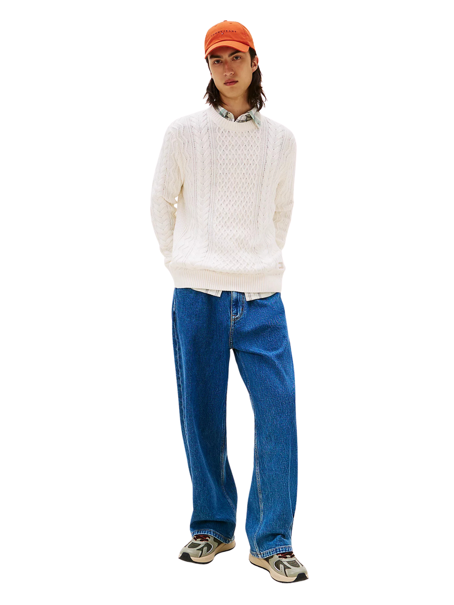 Pullover slim fit Tommy Hilfiger bianco con distintivo DM0DM22101 0K4 Tommy Hilfiger 