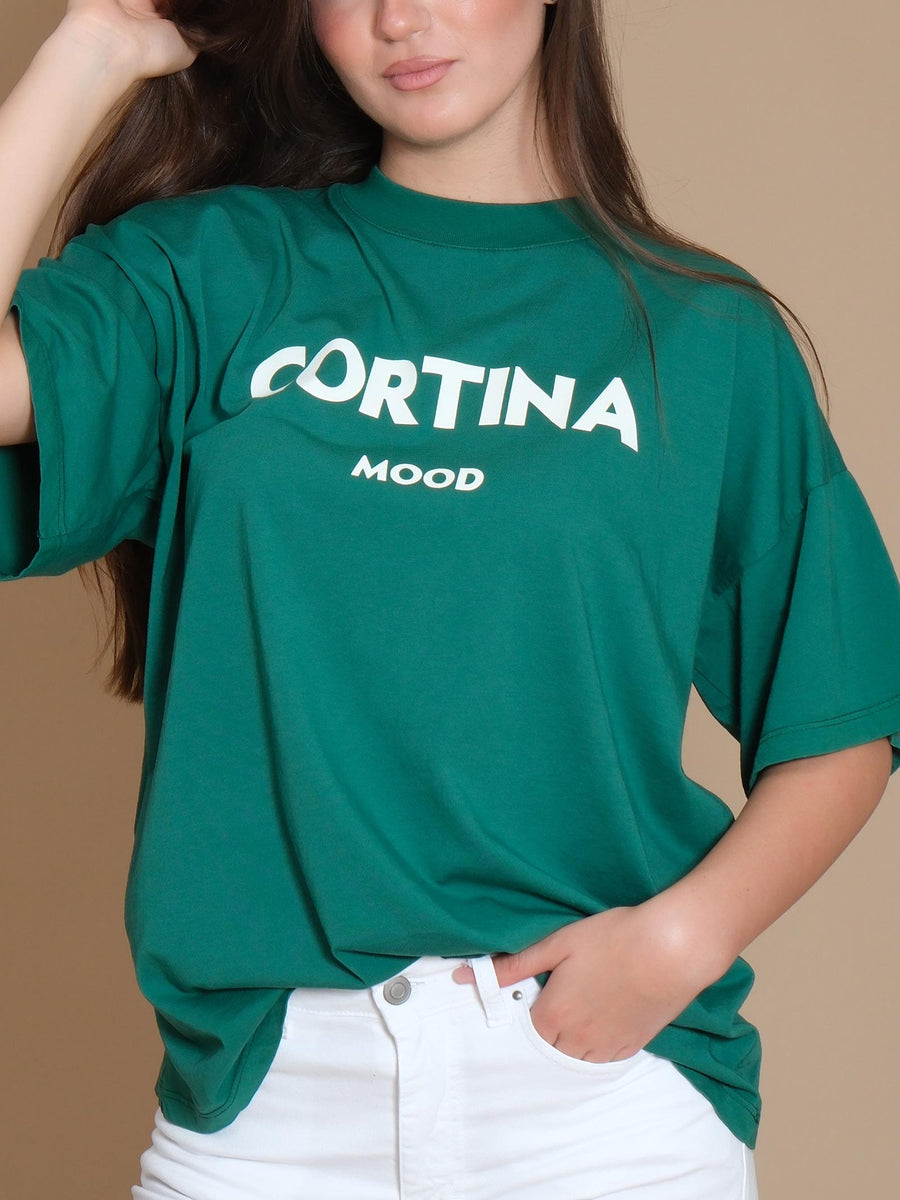 T-Shirt over Vicolo verde con stampa "cortina mood" RS0070 VERDE Vicolo 