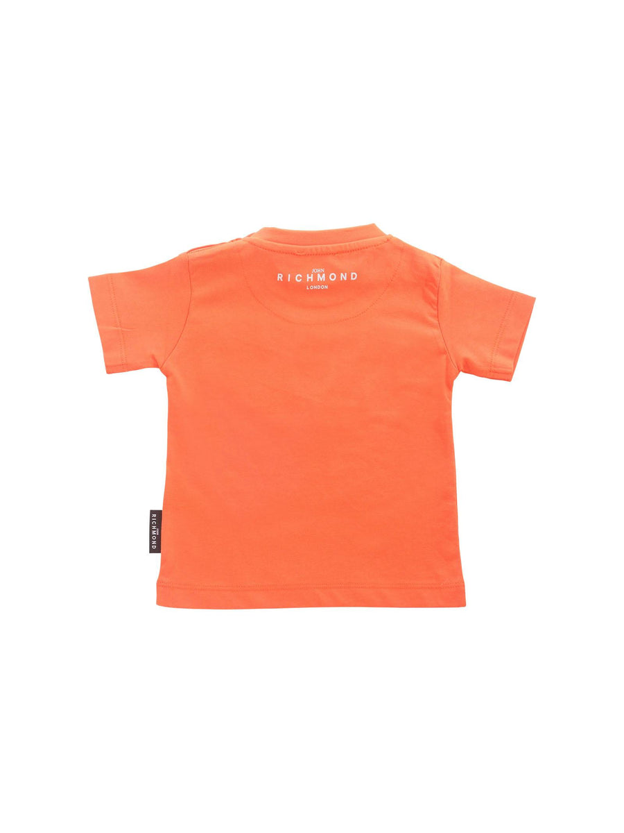T-Shirt John Richmond arancione con logo lettering azzurro RIP25014TS APRICOT John Richmond 