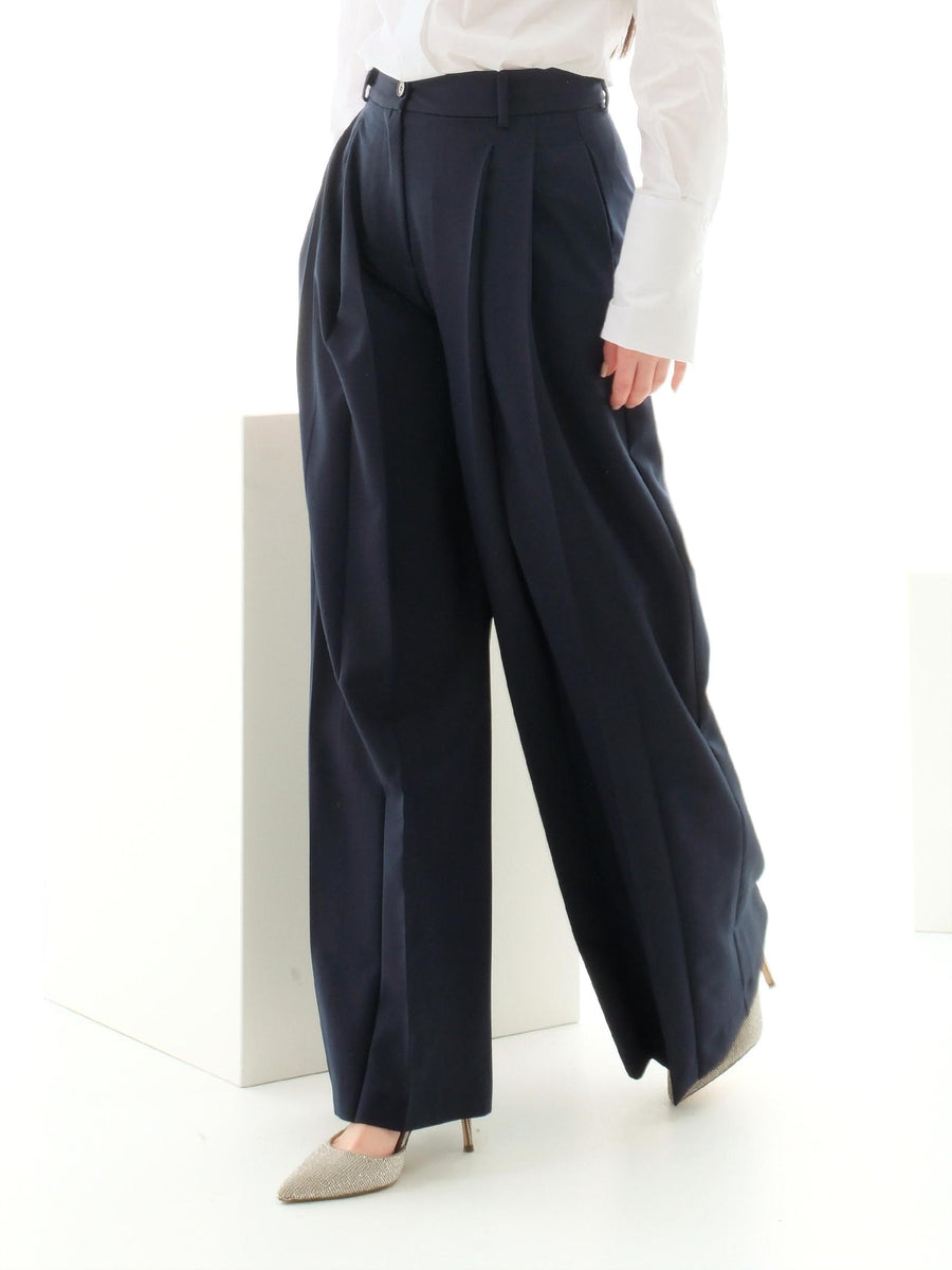 Pantalone a palazzo Vicolo blu con pinces TD0161 BLU Vicolo 
