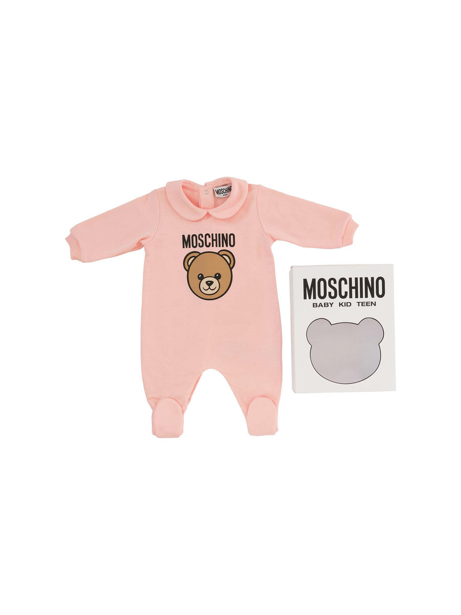 Tutina Moschino rosa con stampa teddy bear e logo lettering MUY08J 50209 Moschino 