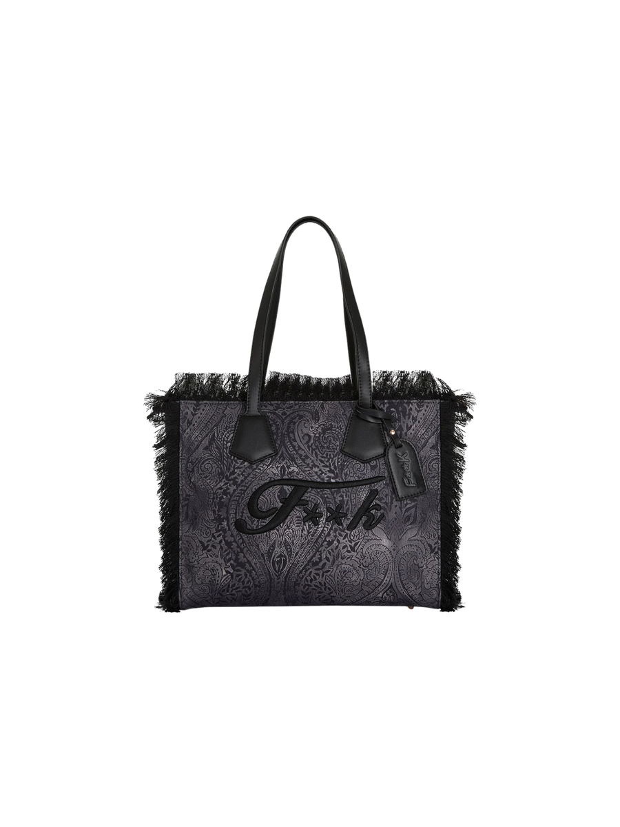 Borsa a spalla Fk nero con frange FA25-WW0260X05 UNI Fk 