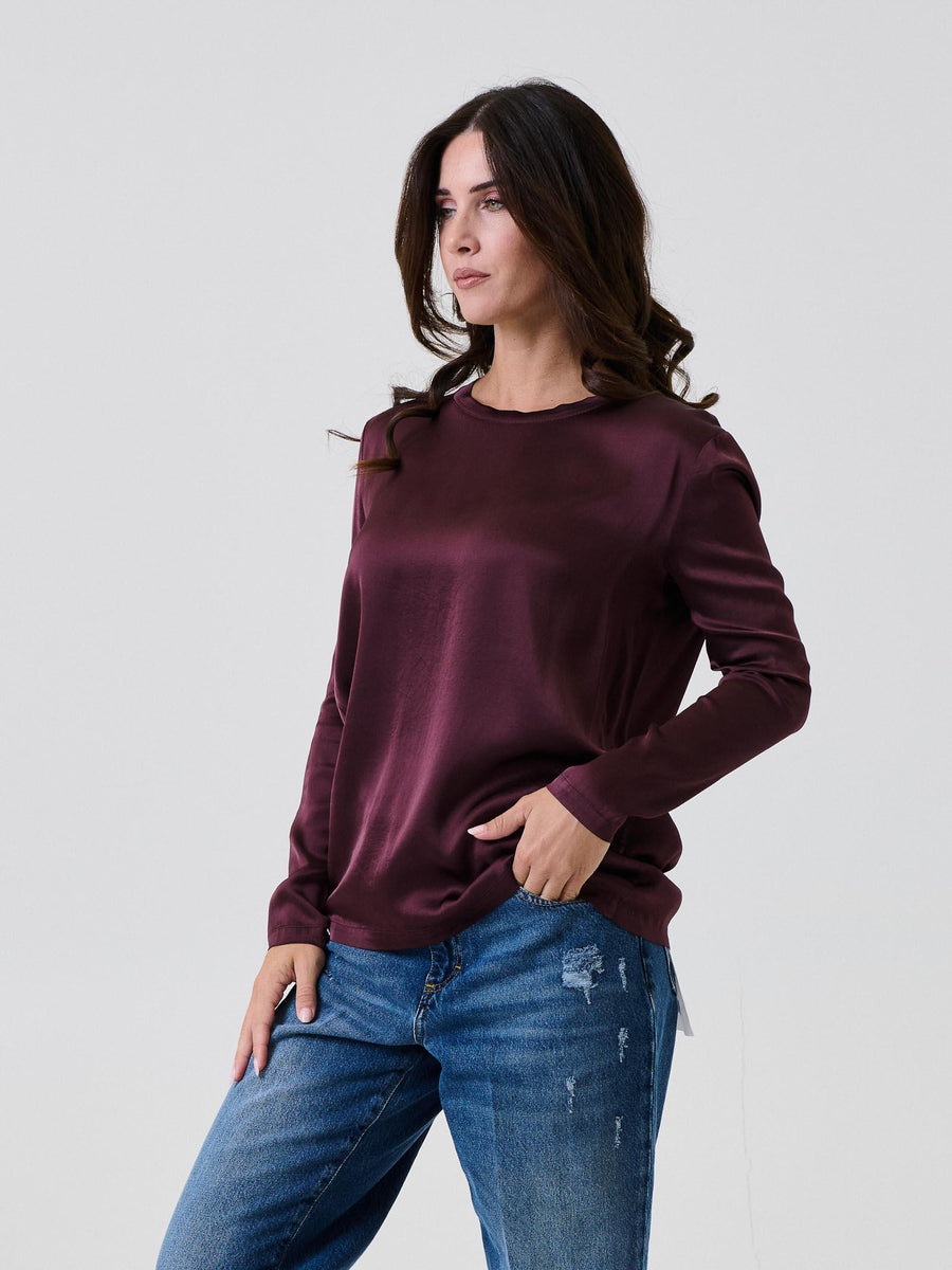 T-Shirt a maniche lunghe Vicolo vino effetto seta TF0244 VINO Vicolo 