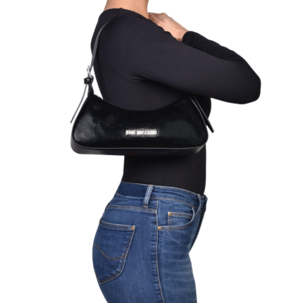 Borsa a spalla Love Moschino nera lucida con logo frontale JC4390PP0NKP 000A Love Moschino 