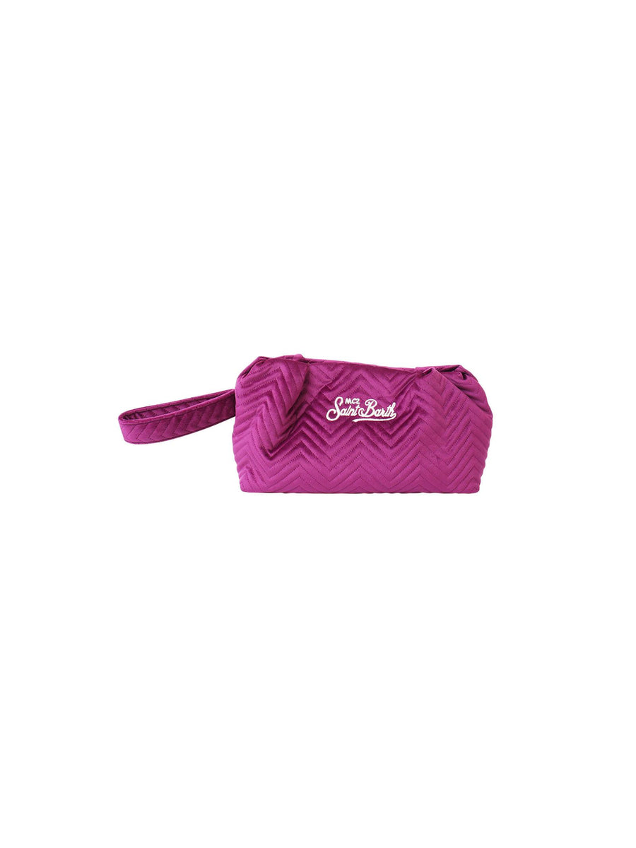 Pouch viola in velluto motivo geometrico SPOU001 09693E MC2 SAINT BARTH 
