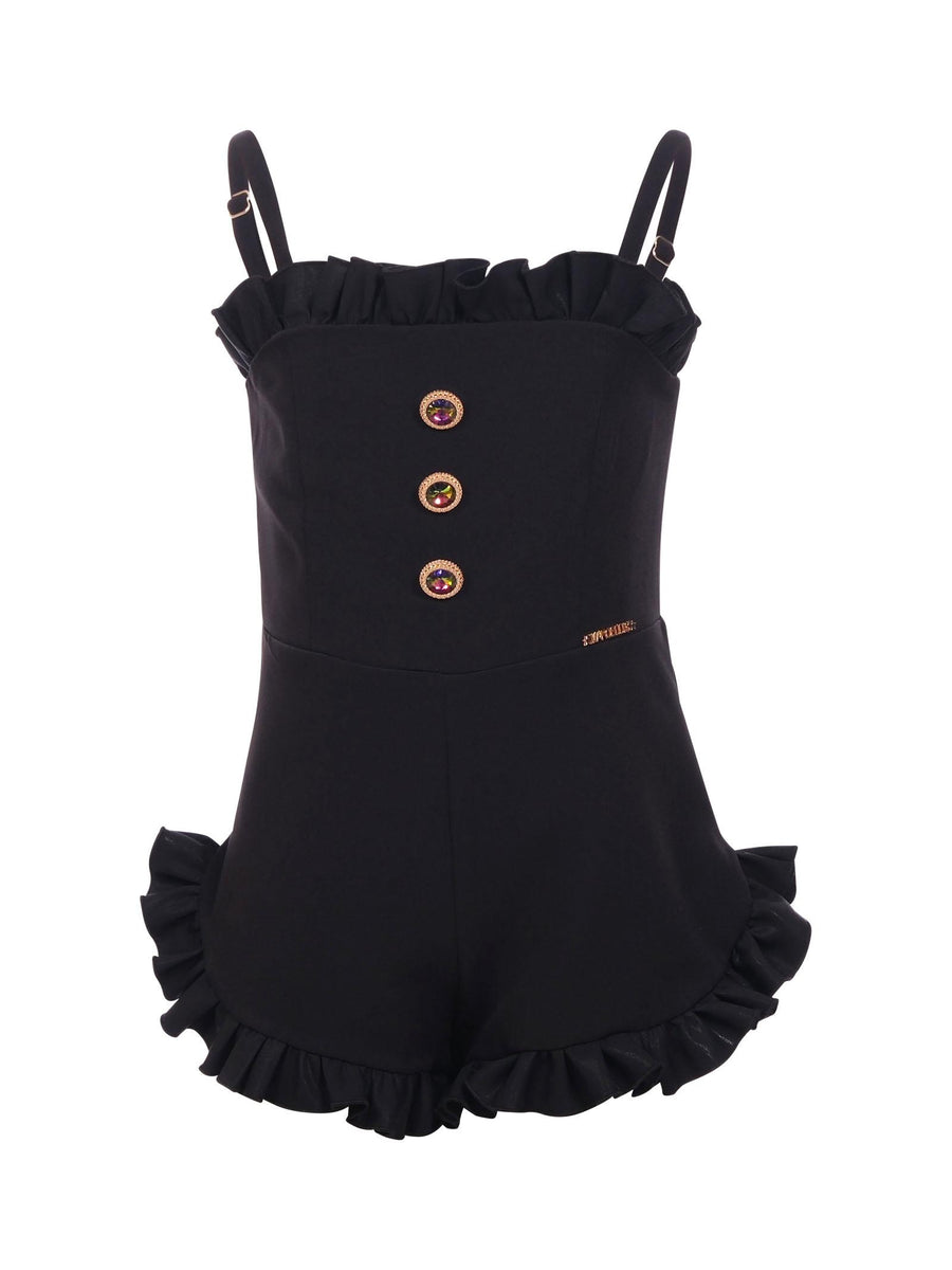 Tuta Marc Ellis nera con balze e bottoni gioiello JP01179 BLK Marc Ellis 