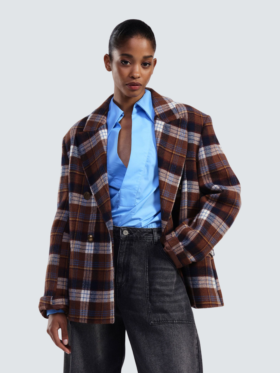 Blazer doppiopetto Dixie marrone a quadri J845Y009A UNI Dixie 