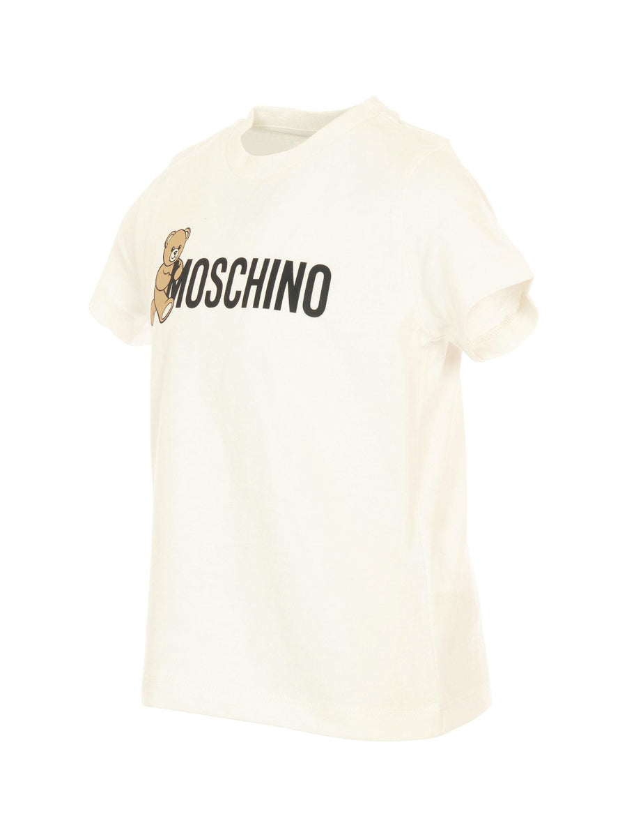 T-Shirt Moschino bianca con girocollo a coste HPM058 10063 Moschino 