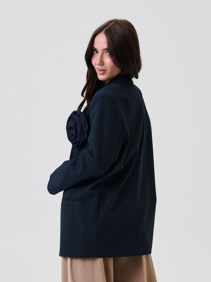 Blazer monopetto Vicolo blu con maxi fiocco removibile TF0372 BLU Vicolo 