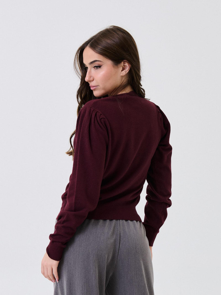 Maglione Armoire vino con spalle arricciate R2221 VINO Armoire 