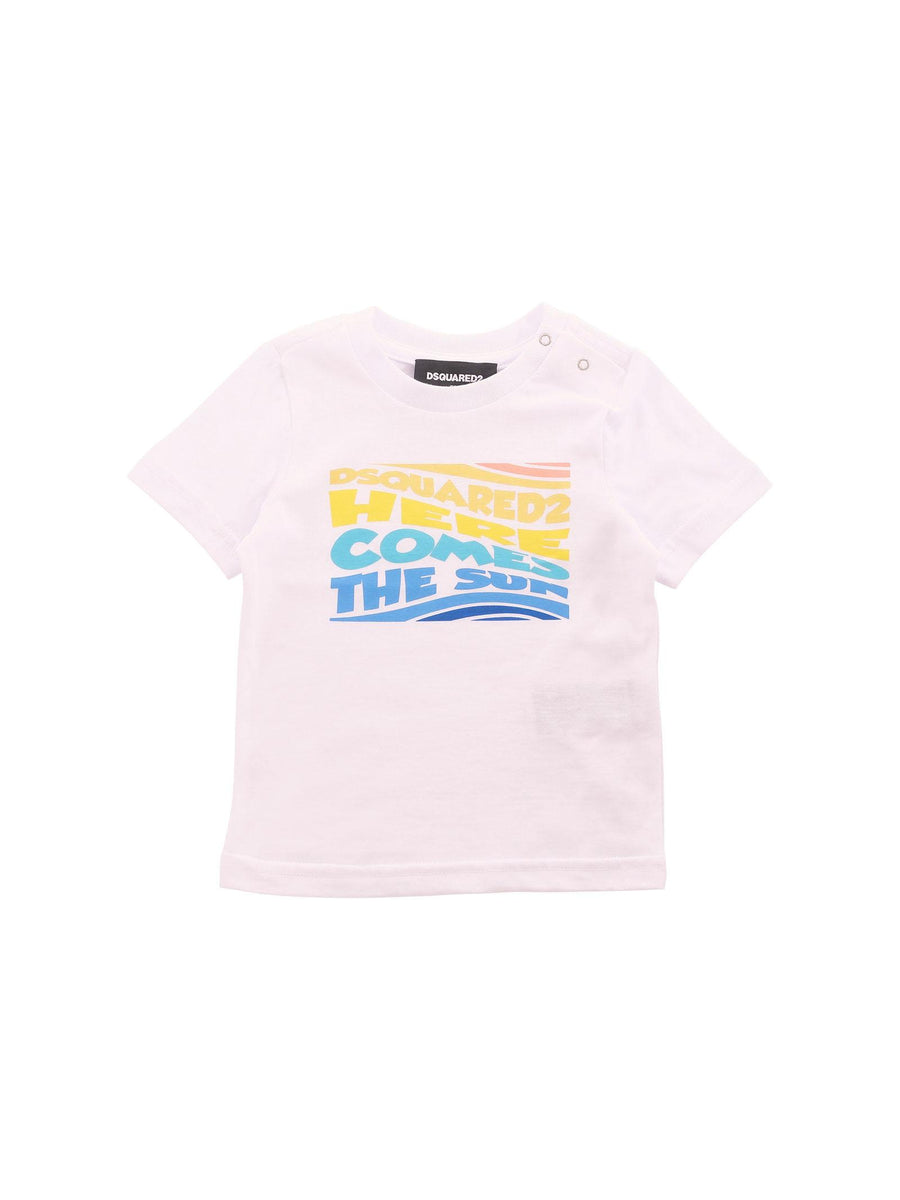 T-Shirt Dsquared bianca "here comes the sun" DQ2858 DQ100 Dsquared 